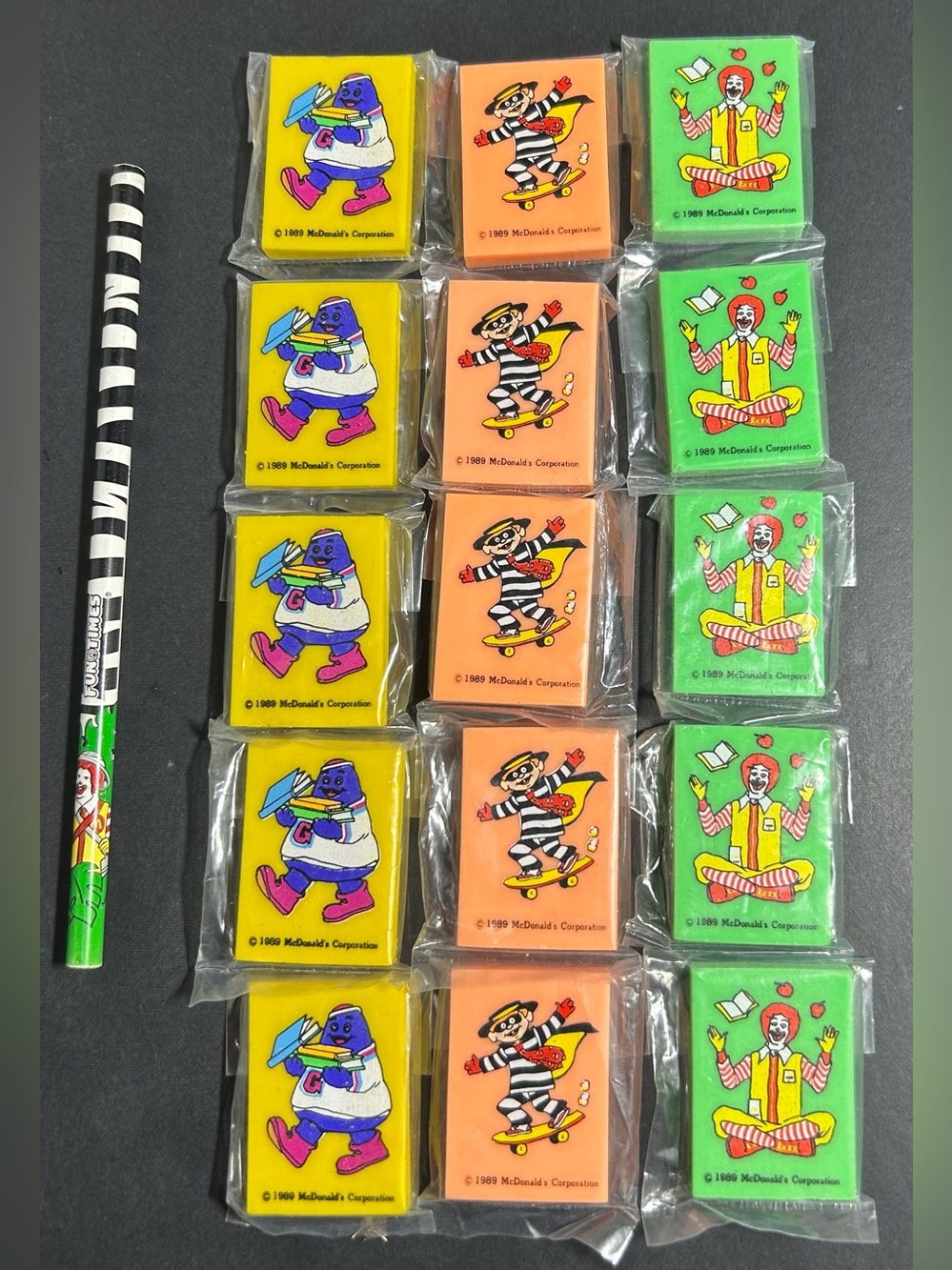Vintage McDonald's Ronald McDonald Graphic Erasers & Fun Times Pencil